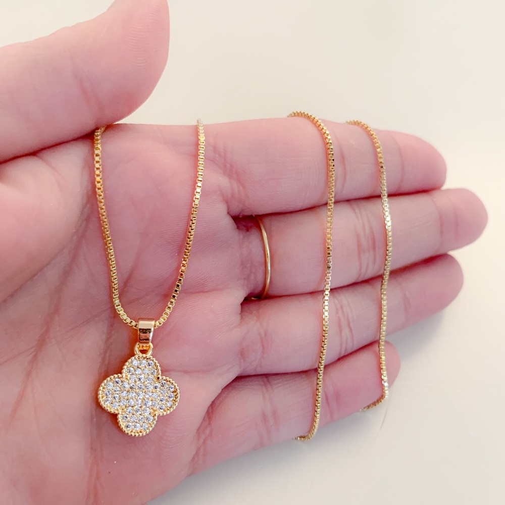 Micro Pave Clover Necklace | 14k Gold Filled - Picture 8 of 8